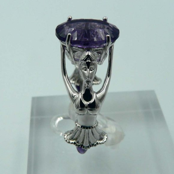 Sz 9 Genuine Ballet Dance Inspired Amethyst (Ovl) Ring - Picture 2 of 5